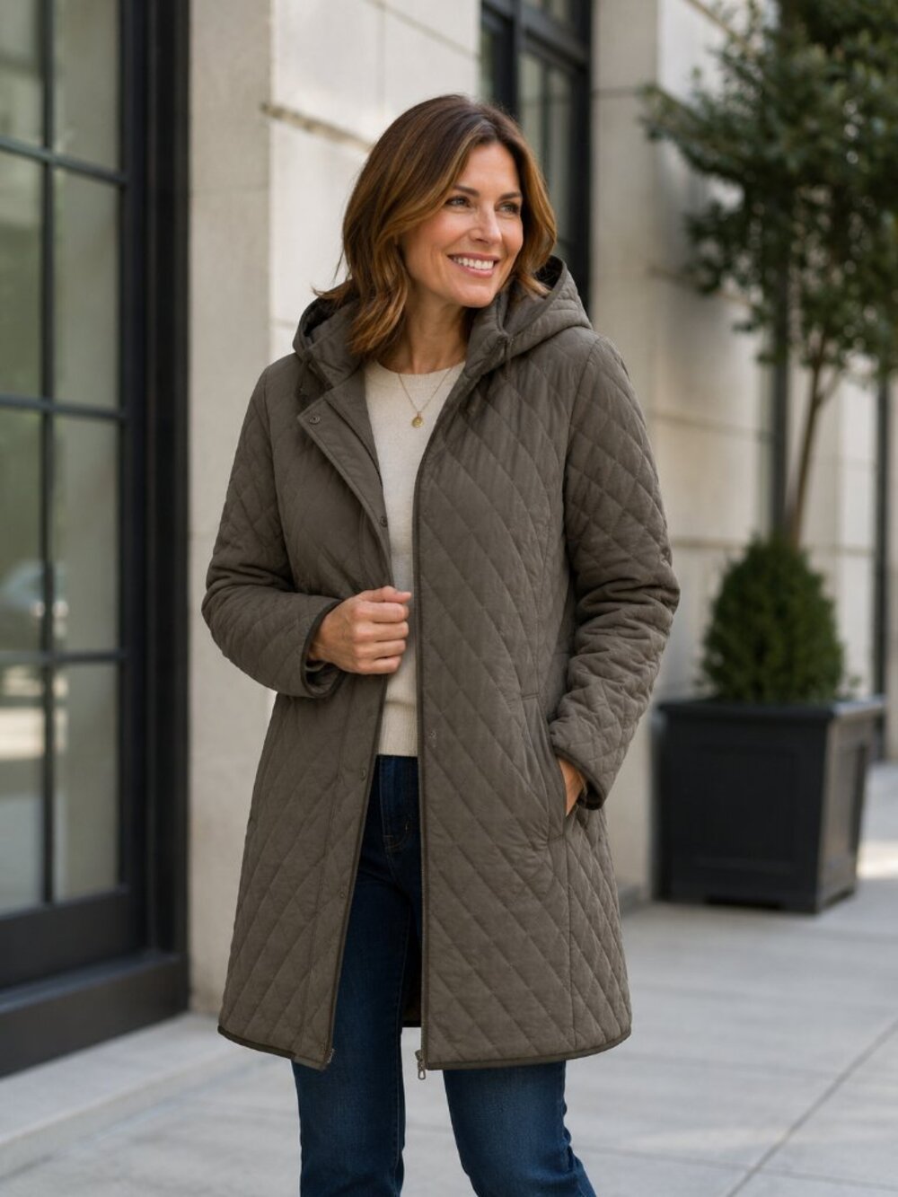 Garnet Hill quilted coat, size 14
